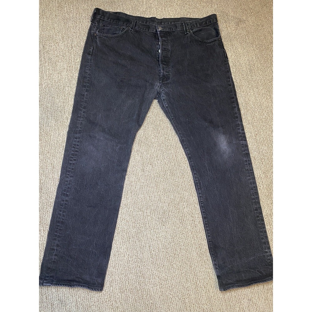 Levis 501 Mens 42x32 Jeans Button Fly 100% Cotton Denim Black